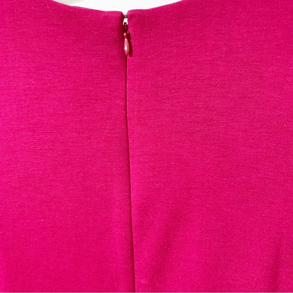 Ann Taylor LOFT Round Neck Jersey Knit Long Sleeve Dress  Ruffled Hem Raspberry - Picture 7 of 10